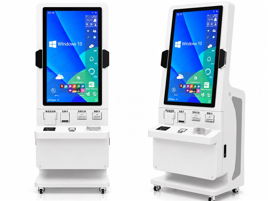 Government services kiosk with ID and social-security card readers