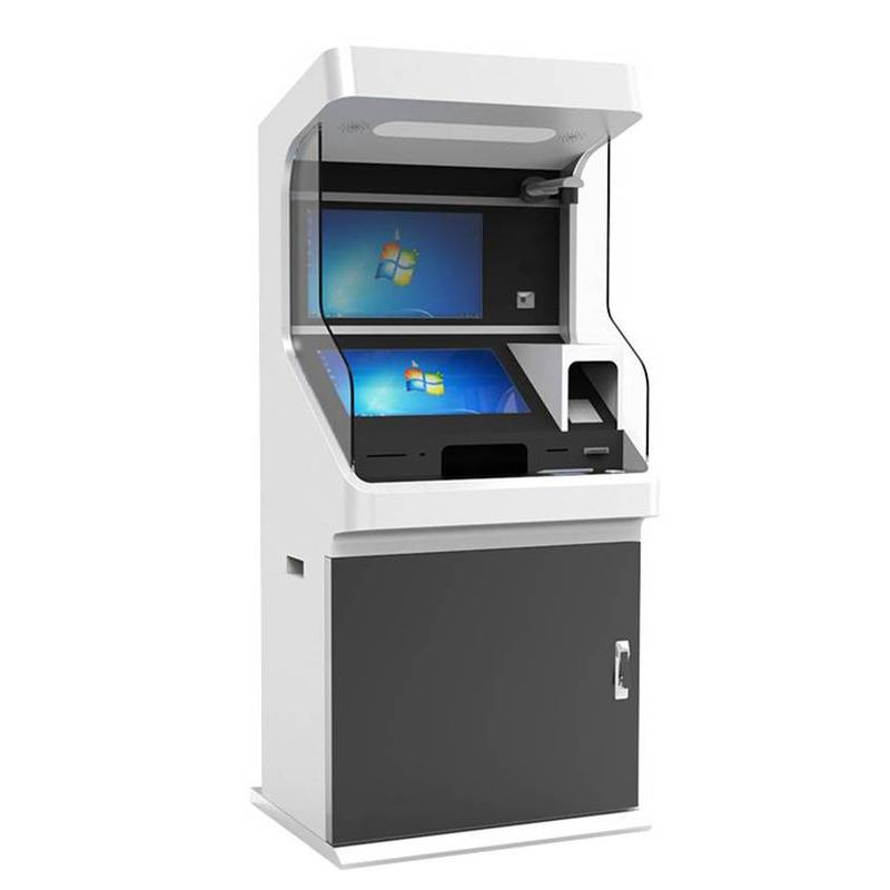 Hospital registration and payment kiosk with dual screens