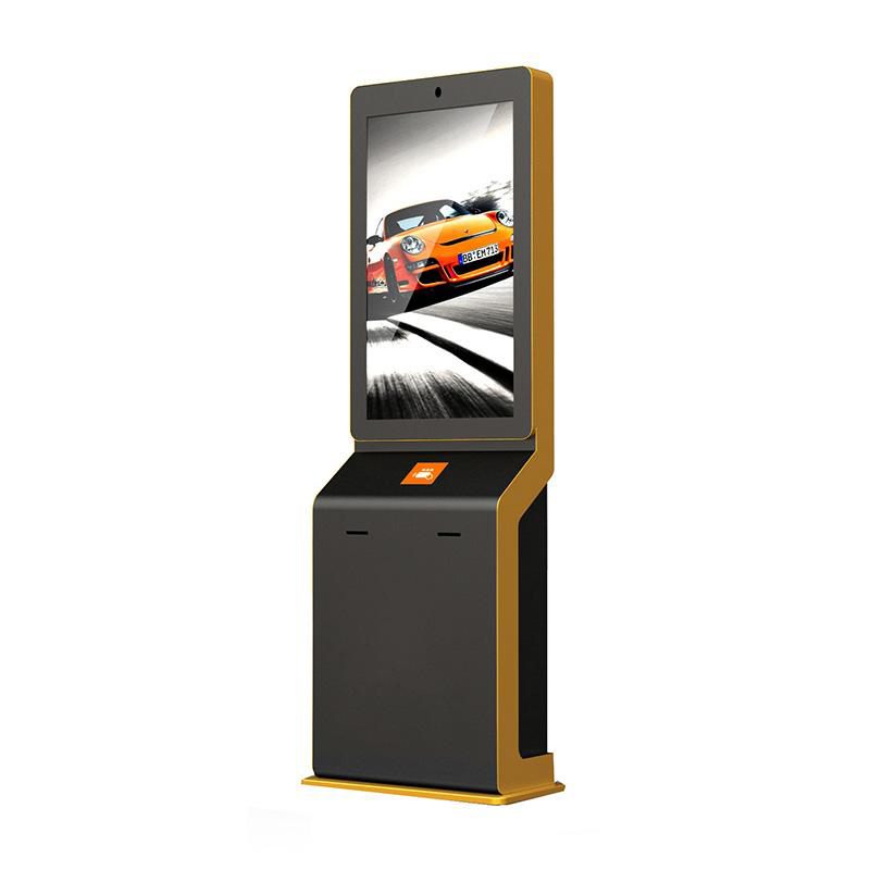 Parking payment terminal with angled payment deck