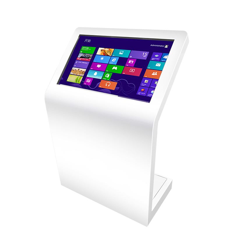 Sloped horizontal touchscreen information kiosk