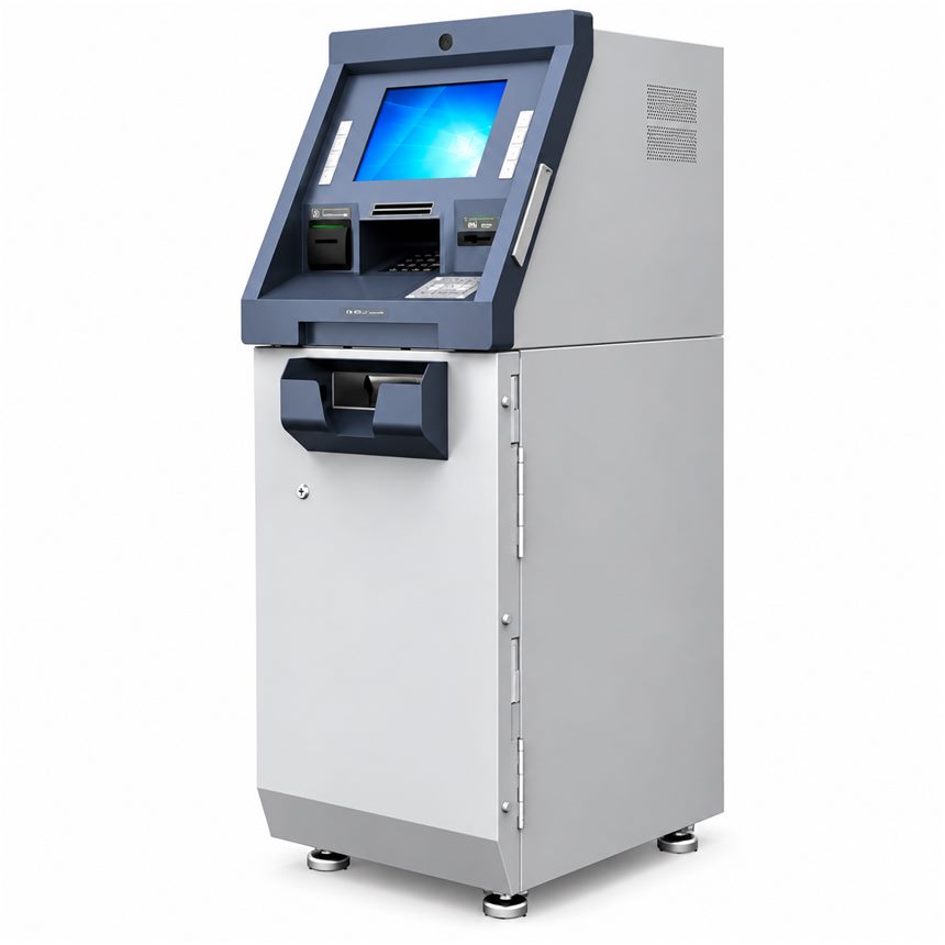 ATM style financial self-service terminal with secure cabinet