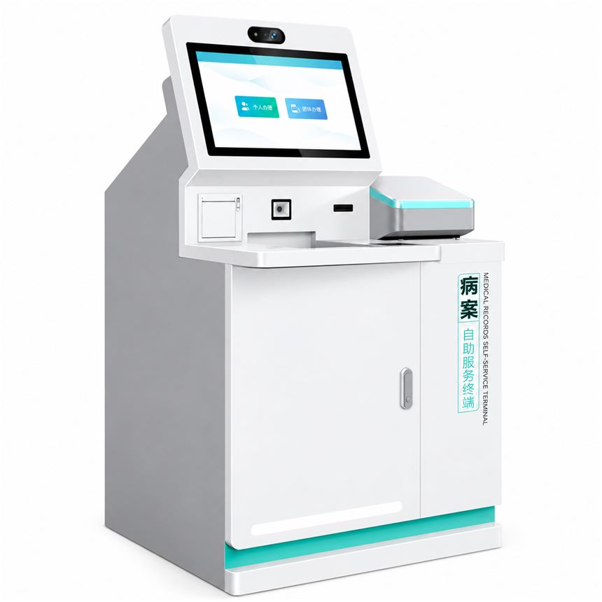 Medical record printing kiosk with document slot